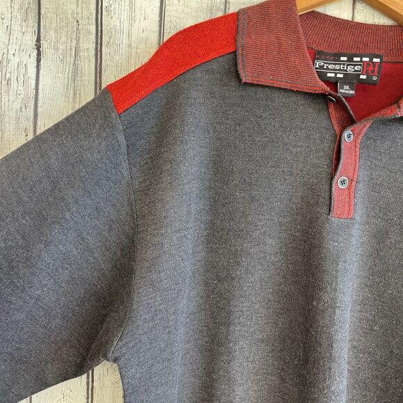 Royal Prestige Mens Polo Sweater Size 3XL Colorblock Elbow Patches Grandpacore - Picture 3 of 13